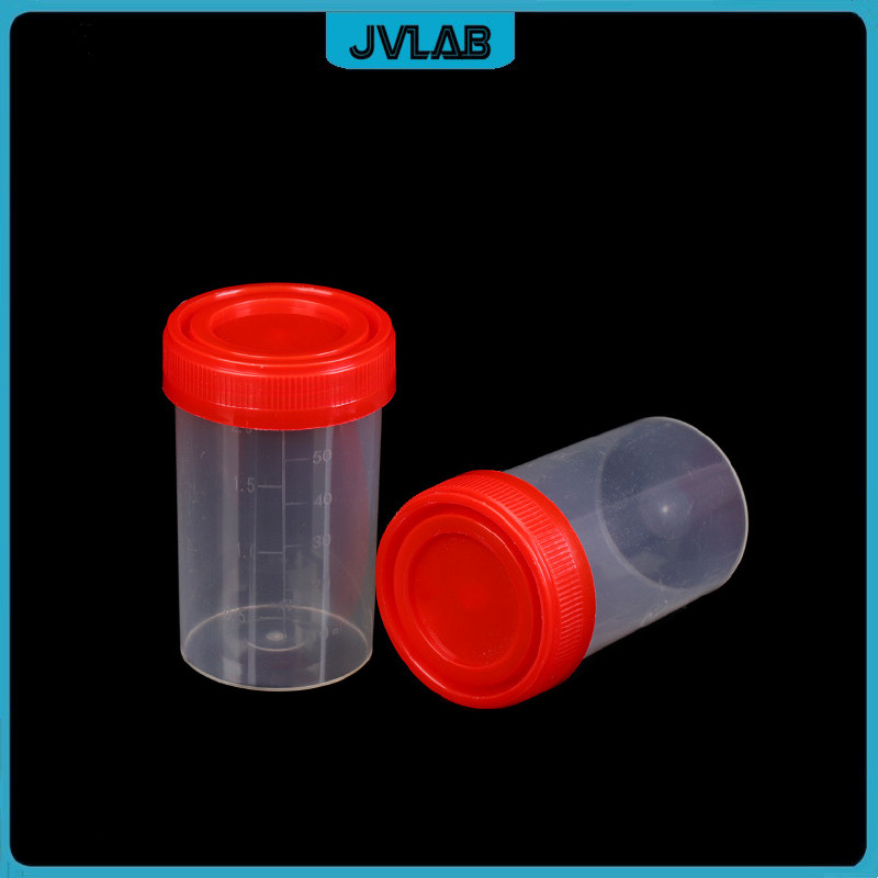 Plastic Urine Container Cup 60 Ml Plastic Flesjes Schroef Cover Sputum Cup Hoogte 67Mm Eo Gesteriliseerd Individuele Pakket 50/Pk