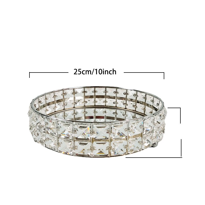 Metal square crystal silver cake stand tall paper cup wedding cake decoration: round tray