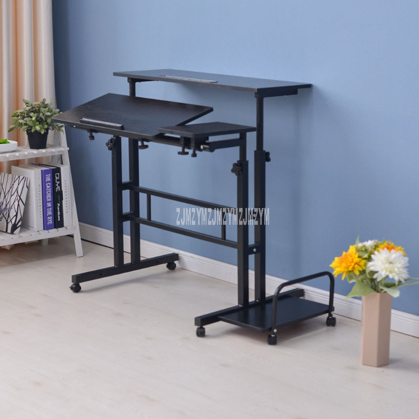 Modern Sit/Stand Computer Desk With Keyboard Tray Height Adjustable Simple Standing Laptop Desk Notebook/Monitor Holder Stand
