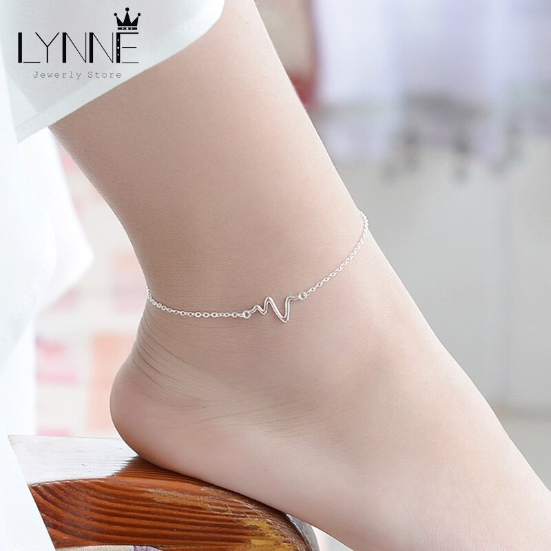 Sexy Beach Lightning Pendant Anklet 925 Sterling Silver Simple Waves Anklets Bracelets For Women Foot Chain Jewelry