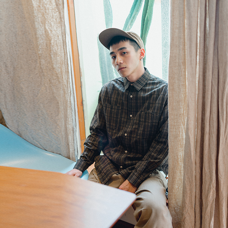 Japanse katoenen heren geruite overhemden met lange mouwen, retro trend, geruite overhemden, heren overhemd met zak, herfst, heren casual overhemden, 50