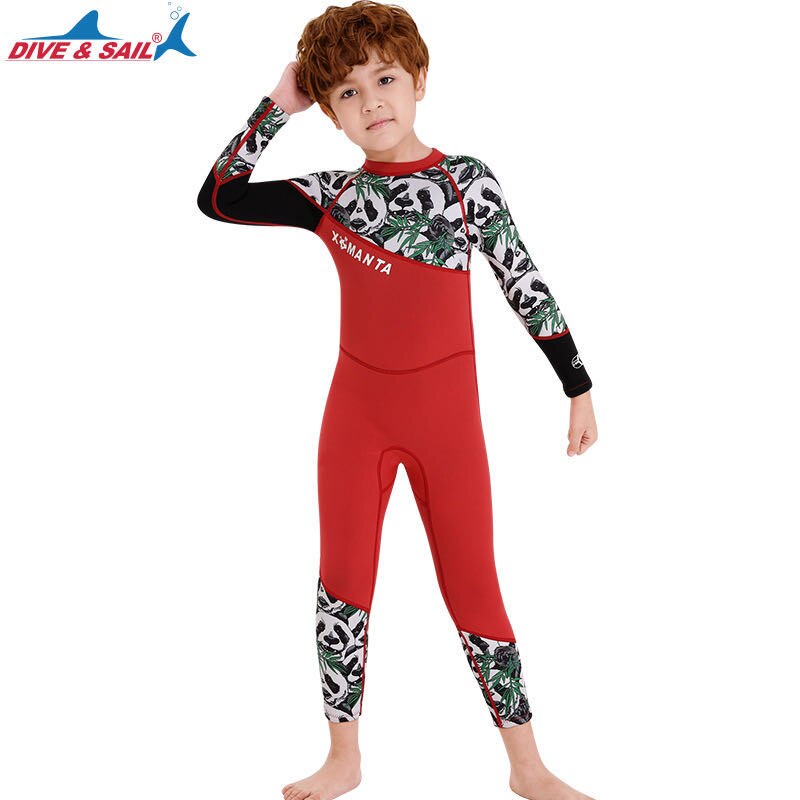 Traje de neopreno de una pieza para niños, traje de buceo para surfear, natación, estampado de Panda, protector de sarpullido, 2020mm, novedad de 2,5