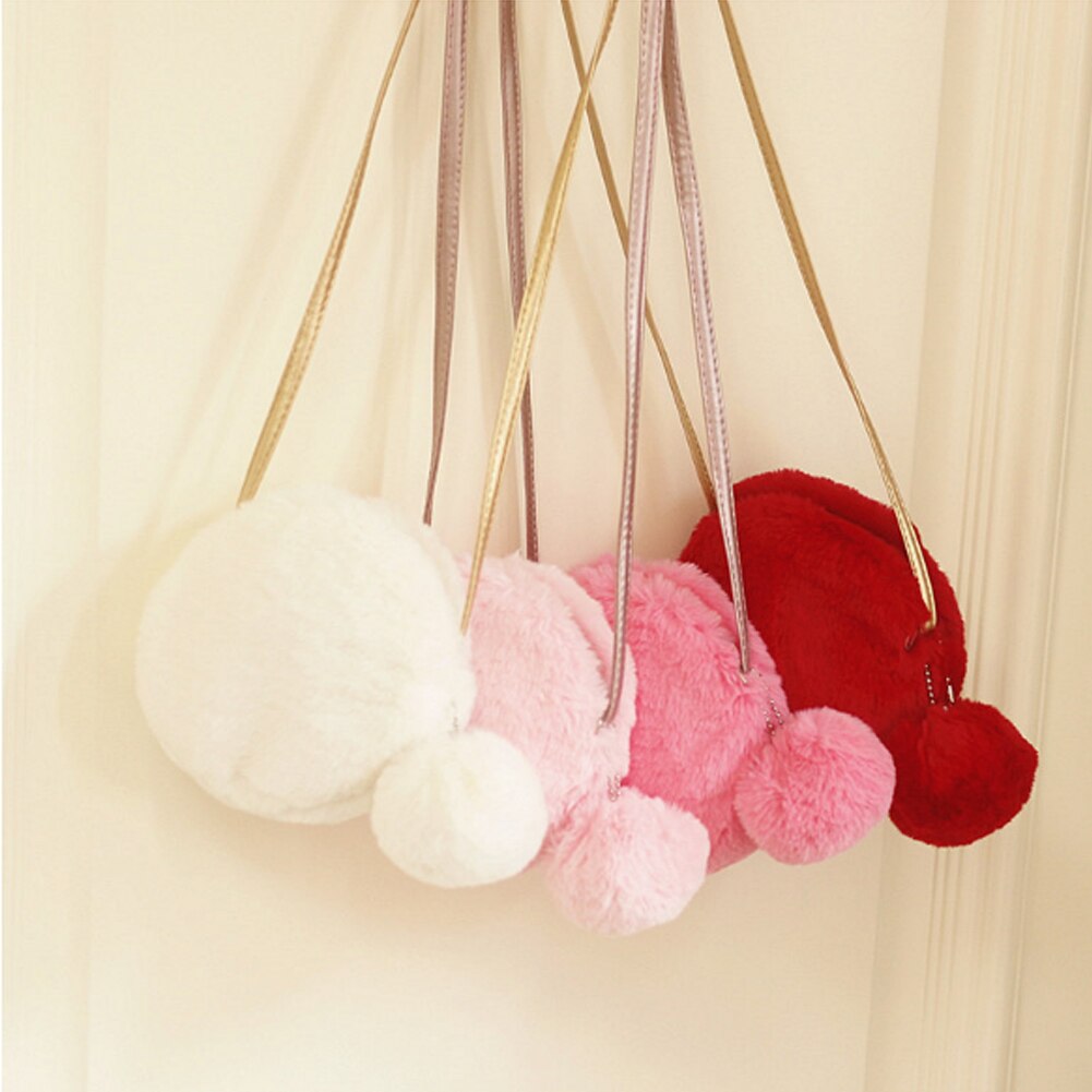 Kids Furry Bag Cross Body Lady Women Bag Faux Fur Shoulder Handbag Purse Tote Clutch Shoulder Bag Cute
