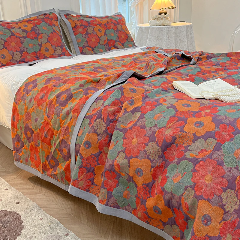 Dubbellaags bedovertrek katoenen deken Jacquard sprei garen geverfde spreien en dekbedden Beddekens Bank Handdoek Lakens