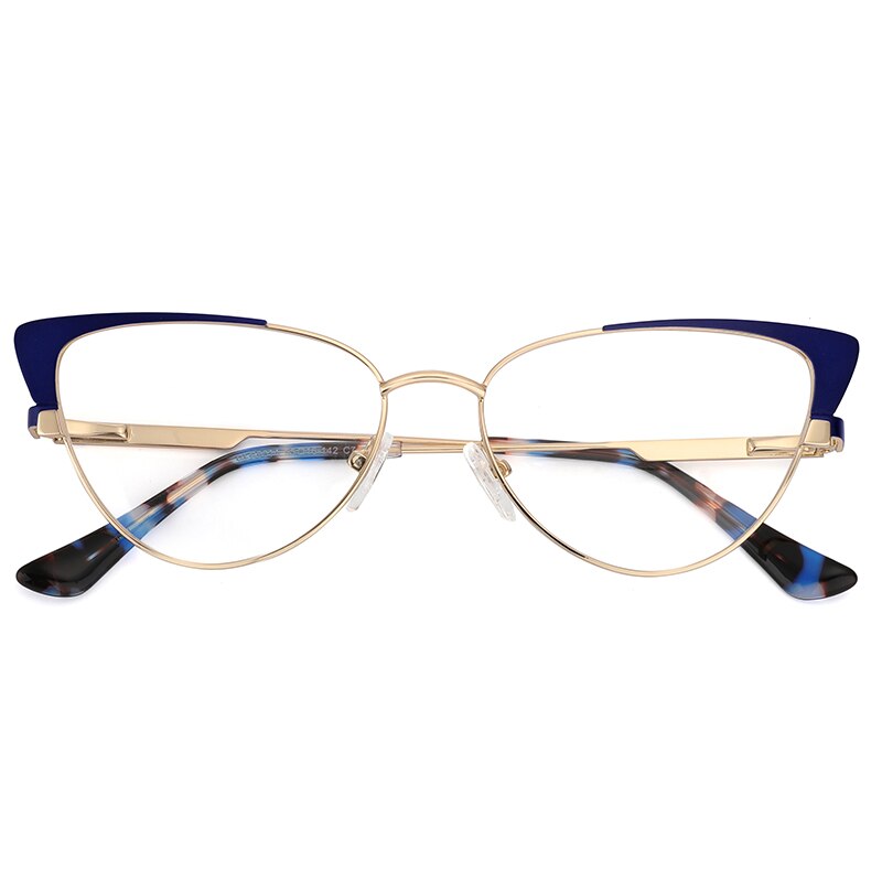 Gafas redondas con de ojo de gato para mujer, anteojos femeninos con montura sin tornillos, de estilo Vintage, a la: Azul