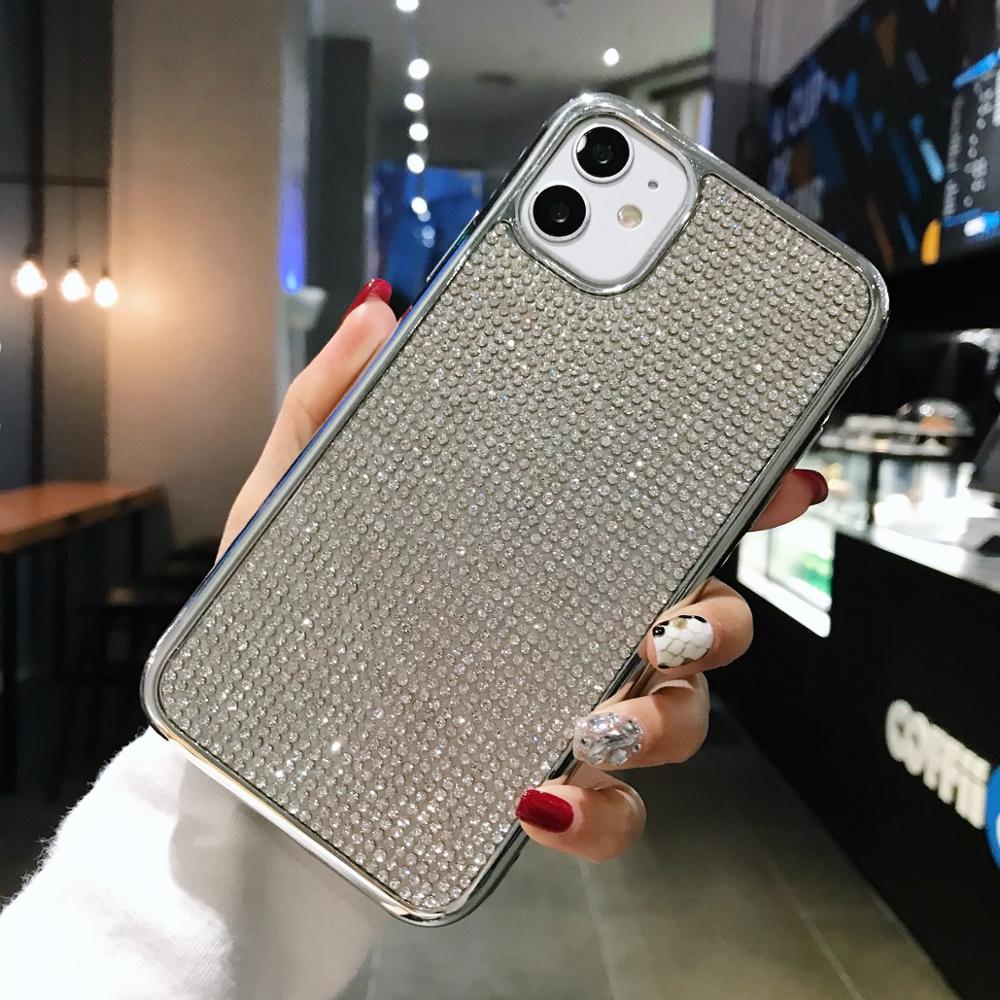 Coque scintillante à strass pour iPhone, compatible modèles 6S, 6, 7, 8 Plus, 11 Pro, XS Max, XR, X, SE , cristal: For iPhone 12