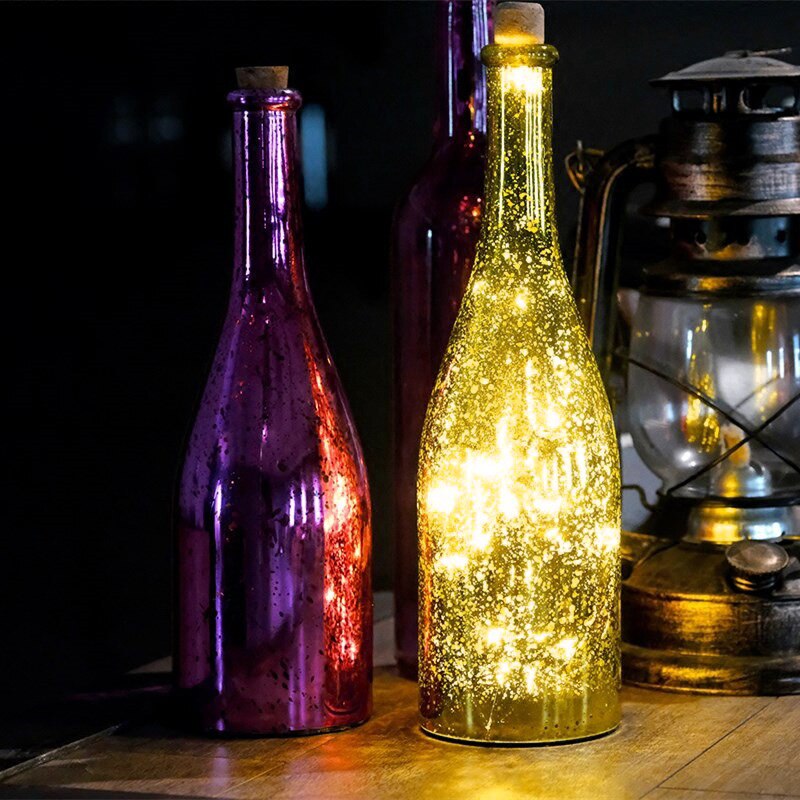 Led Fles Kurk String Light Waterdicht 2 m 20 Leds Koper Starry Lampen LR44 Knop Batterij Thuis Bar DIY Fee kralen