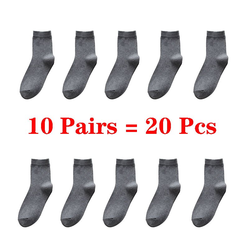 10 par= 20 stk business casual bomuld hvide sokker mænd forår efterår vinter ensfarvede crew sokker mandlige åndbare strømper meias: 5