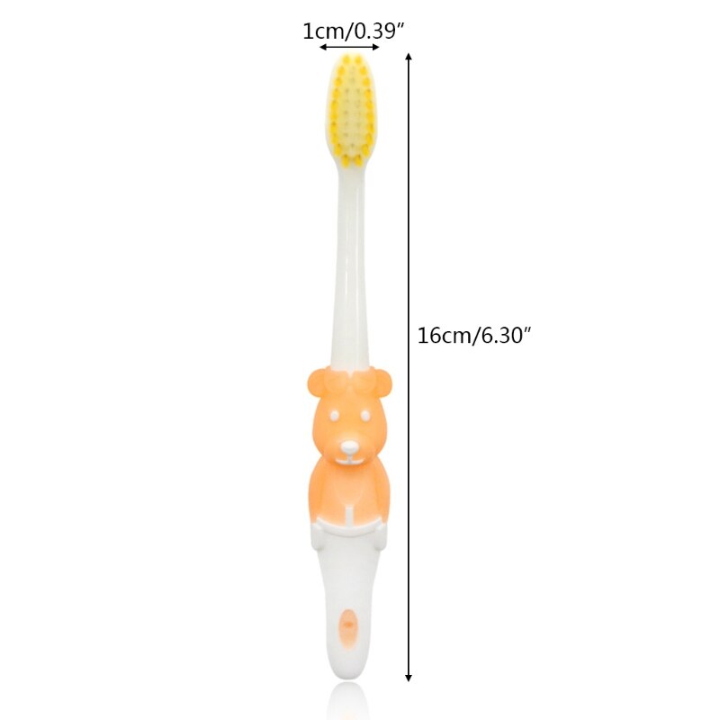 Cepillo de dientes para bebé, suave, antideslizante, con mango de vaca de dibujos animados, para niños pequeños, cuidado bucal para recién nacidos 24BE