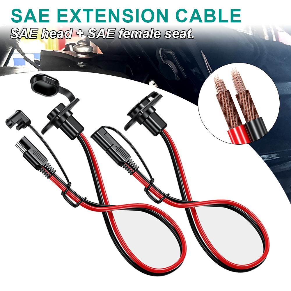 Adaptador SAE de enchufe macho, conector rápido SAE, Cable hembra de 12AWG, Cable de extensión de 30CM, resistente al agua