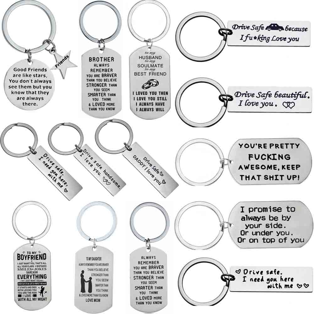Sleutelhanger Familie Echtgenoot Boyfriend Sleutelhanger Tags Rvs Charm Valentijnsdag Vriendje Sleutelhangers