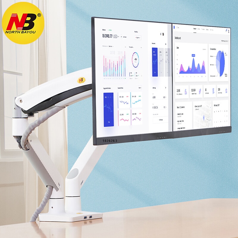 Neue NB F195A Aluminium 22-32 zoll Dual LCD LED-Monitor Montieren Gas Frühling Arm voll-Bewegung Monitor Halfter unterstützung zuletzt 3-12kgs jeder
