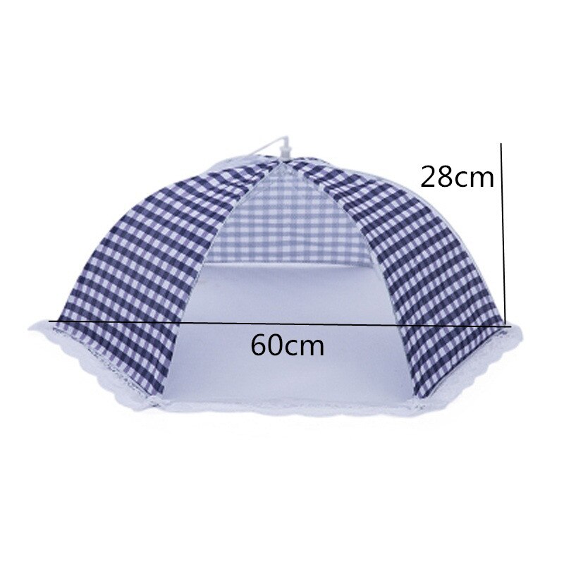 1 stk køkken foldet mesh maddæksel grill picnic køkkenudstyr paraply stil mesh polyesterfly myg mad fad dæksel: Blå 60 x 28cm
