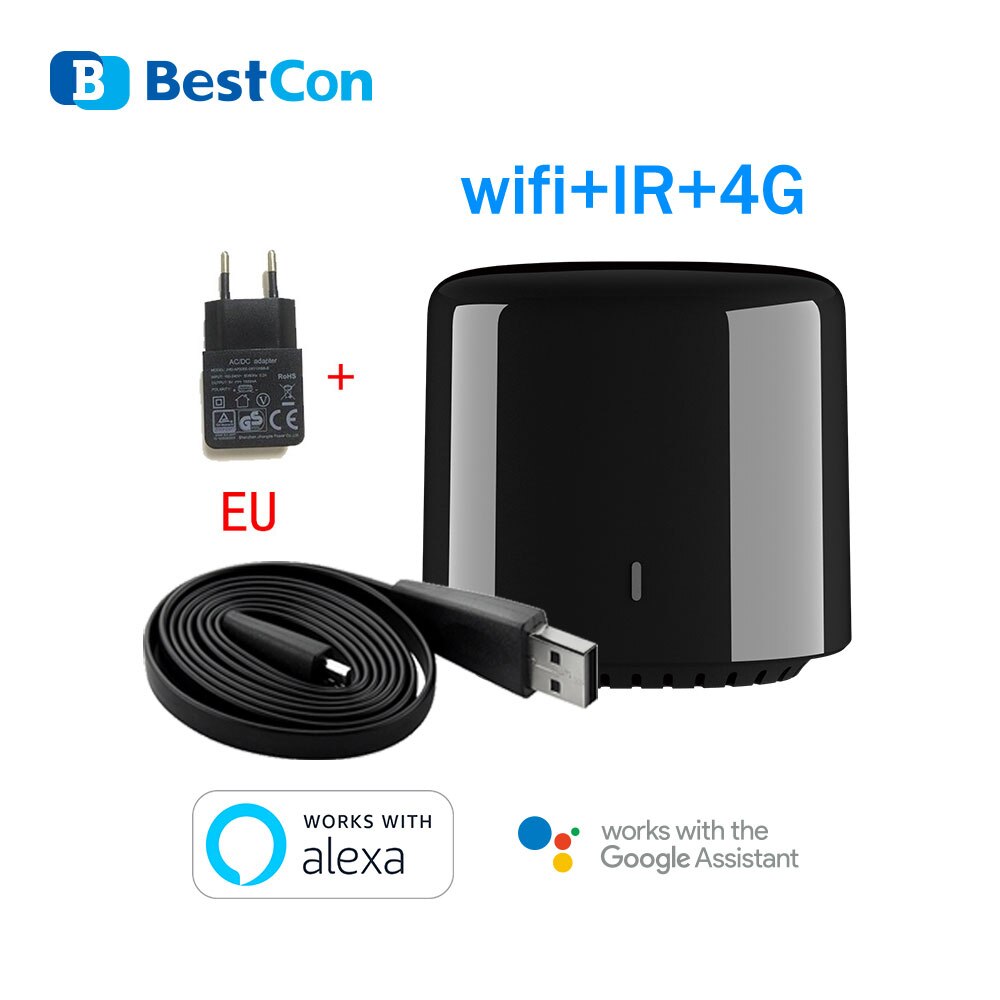 Broadlink RM4 pro/Bestcon RM4C mini Universele IR RF Afstandsbediening Compatibel Alexa Google assistent Voor AC: EU Adapter RM4C mini