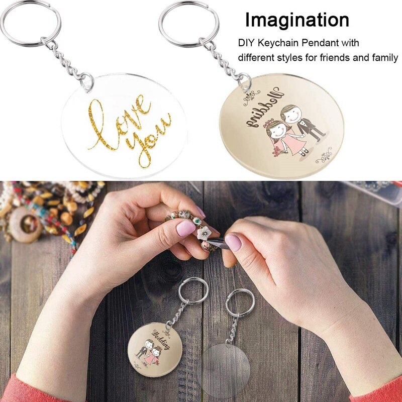 24 Pieces Acrylic Blanks with Key Chain Rings Acrylic Transparent Keychain Blanks with Hole for DIY Projects and Crafts