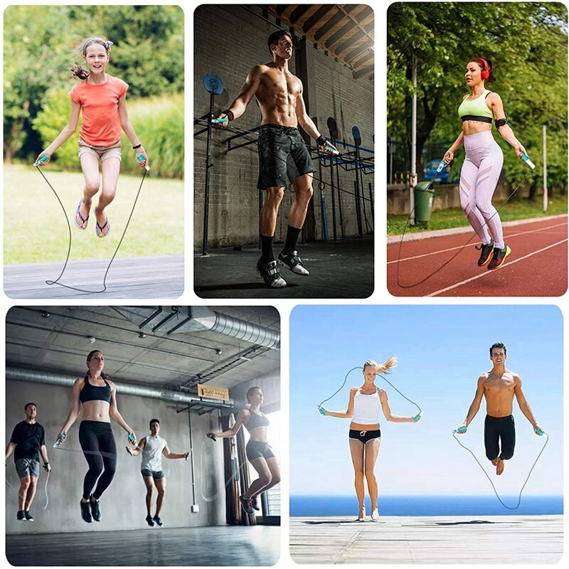 Springtouw Met Calorie Teller Digitale Springtouw Fitness Met Gewogen Handgrepen Verstelbare Lengte Springen Touw