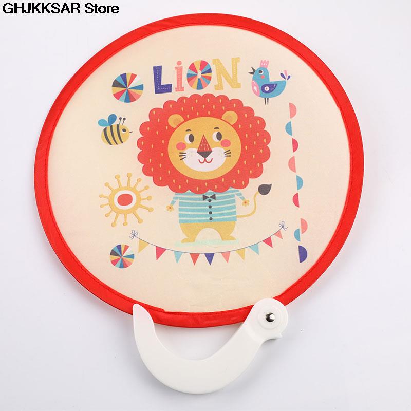 1Pc Draagbare Vouwen Fan Met Handvat Cartoon Mini Fan Vrouwen Zomer Ronde Fan Creatieve Party: G