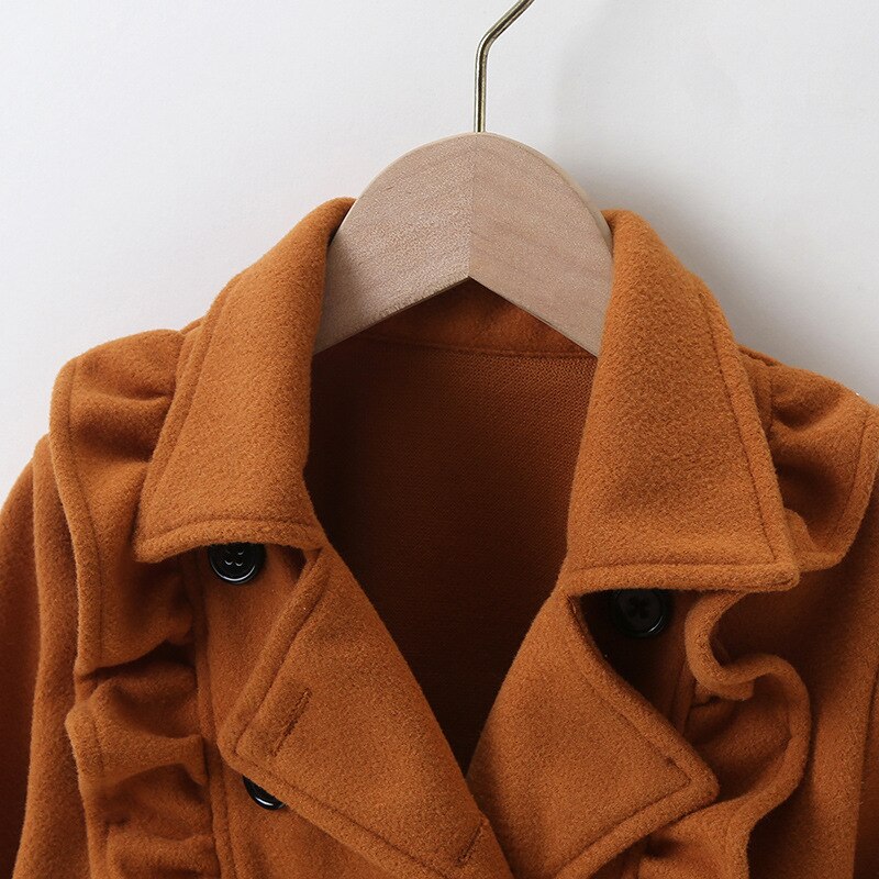 Abrigo de lana para bebé y niña, de Lana, abrigo largo medio de color sólido para tiempo libre, chaqueta cálida de otoño, ropa para niños de edad,
