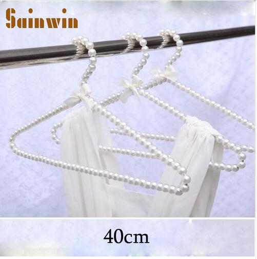 Sainwin 5 stuks/partij 40cm dames parel plastic hangers mooi voor roze witte jas pak jurk hanger hangers voor kleding