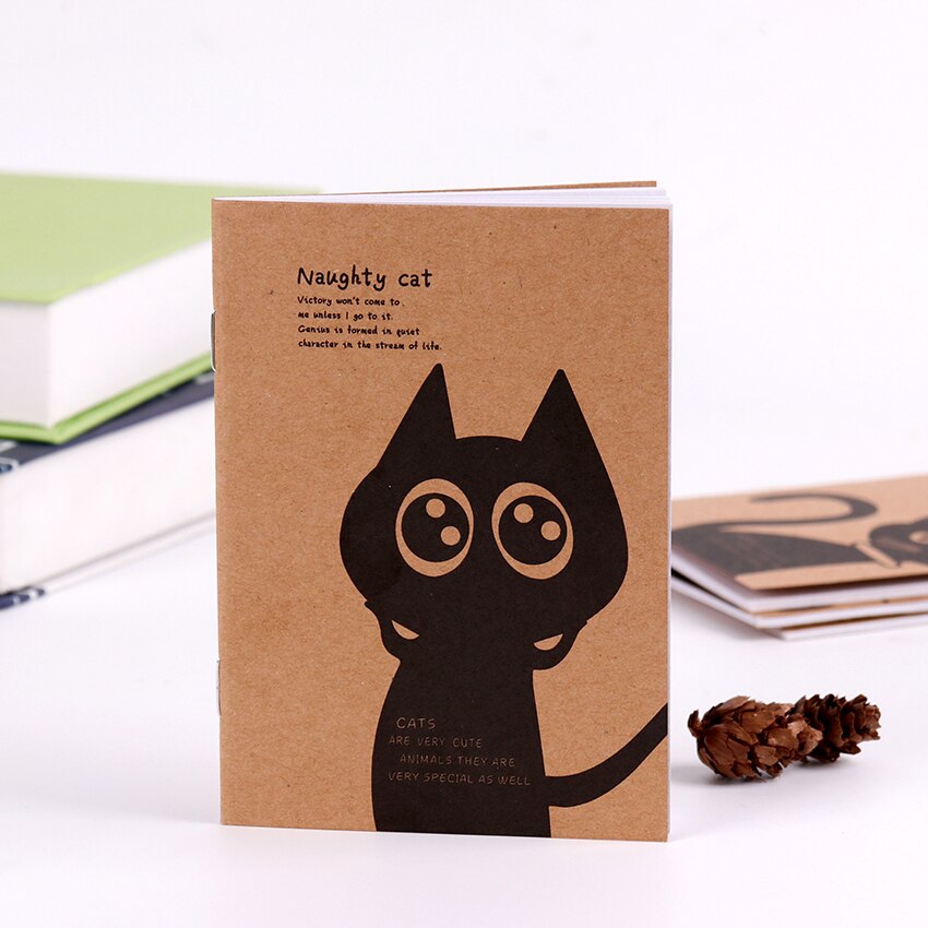1 PC Mini Blank Notebook Office Supplies School Kraft Paper Cat and Circus Style Filofax Notepad Diary Students