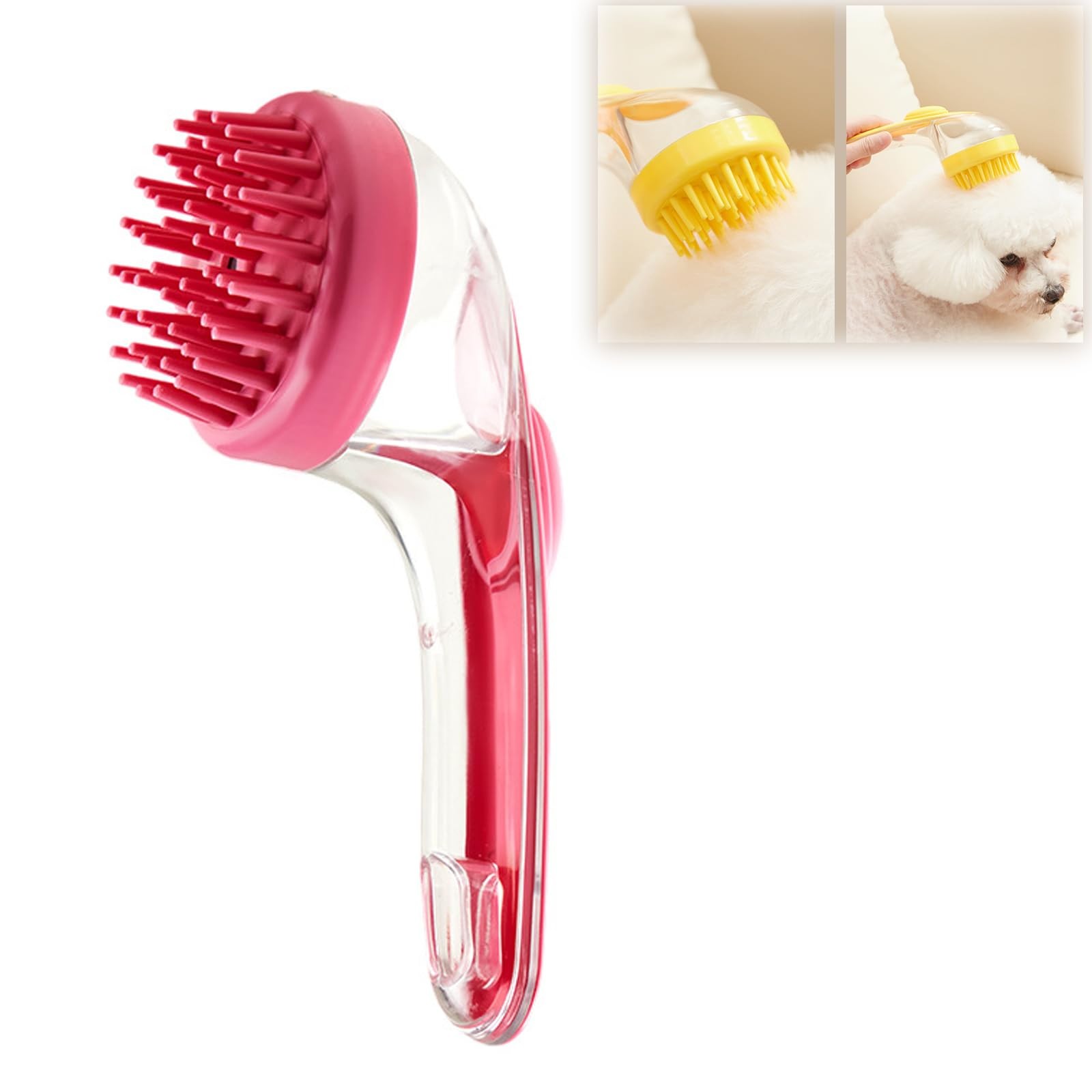 Brosse de bain en silicone souple pour animaux de compagnie avec long manche, distributeur de shampoing, massage doux pour le toilettage, les livres, la fourrure et les cheveux, 1PC: WHITE