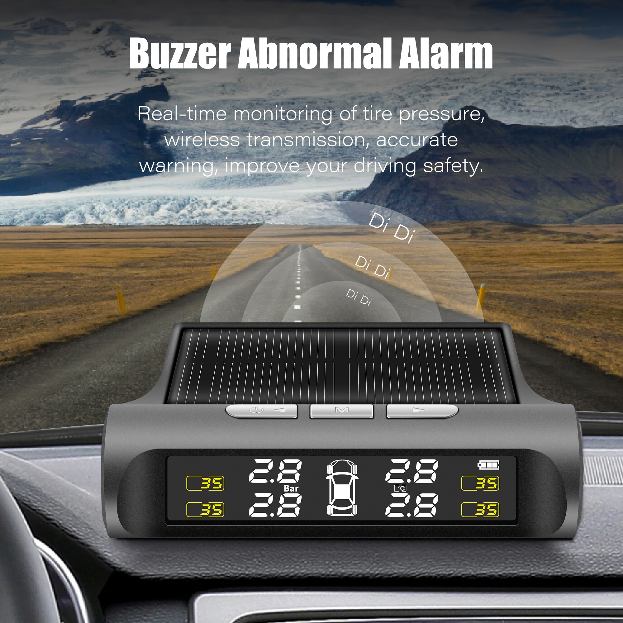 TPMS inteligentne monitorowanie ciśnienia w oponach samochodowych system energii słonecznej cyfrowy wyświetlacz LCD TMPS alarm bezpieczeństwa USB czujnik ciśnienia w oponach