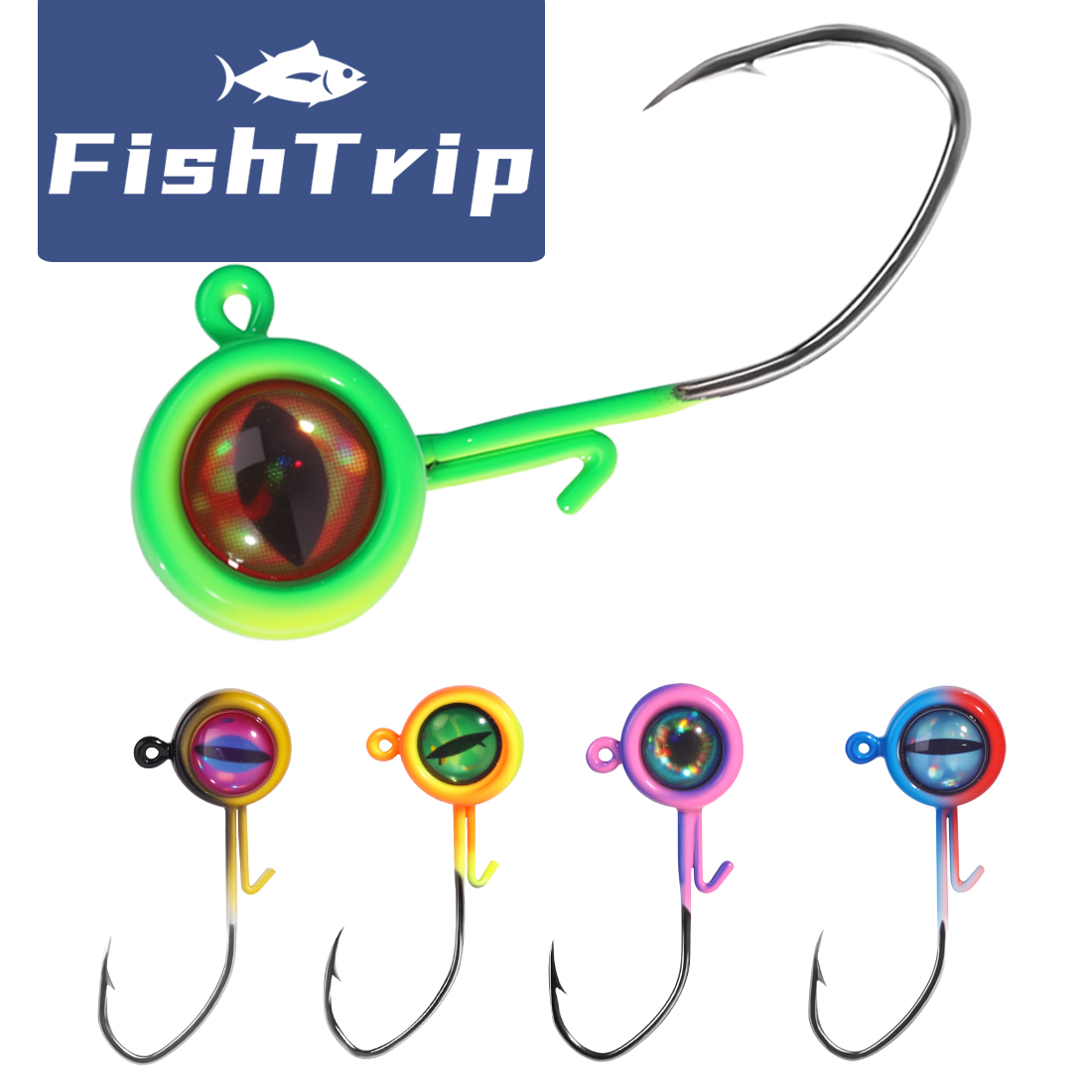 FishTrip Crappie Jig Heads Haak Swimbait Jig Head 3D Ogen Vishaken met Draad Keeper Lokt voor Panfish Bass Zoutwater