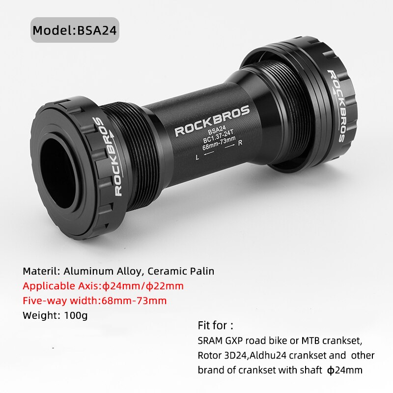 ROCKBROS Bicycle Bottom Bracket BSA Thread Kit Ceramic Bearing Diameter 24-22mm For Shimano/SRAM/GXP/SRAM-DUB Crankset