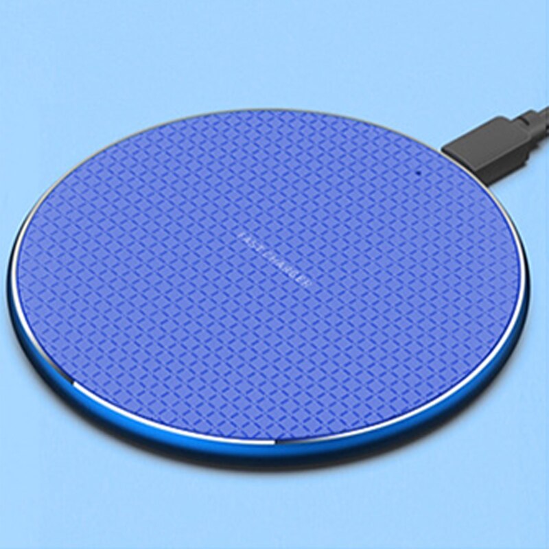 Qi wireless fast charger ultra-thin metal pad 15W wireless fast charger for iPhone13por Huawei Android Samsung S9 Note8 adapter: 03 blue