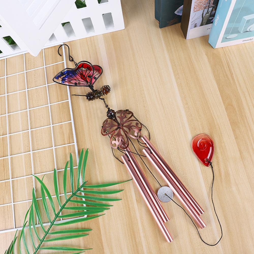 Colorful Butterfly Shape Pendant Wind Chimes With Bell/Tube Hanging Ornament Indoor Outdoor Porch Balcony Garden Decor