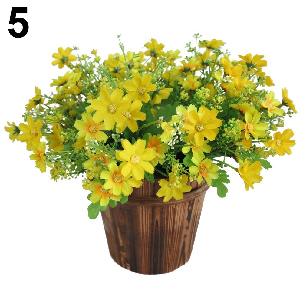 1 Bouquet 28 Heads Cute Silk Daisy Drtificial Decorative Flower Wedding Flower Bouquet Home Room Table Decoration: YELLOW