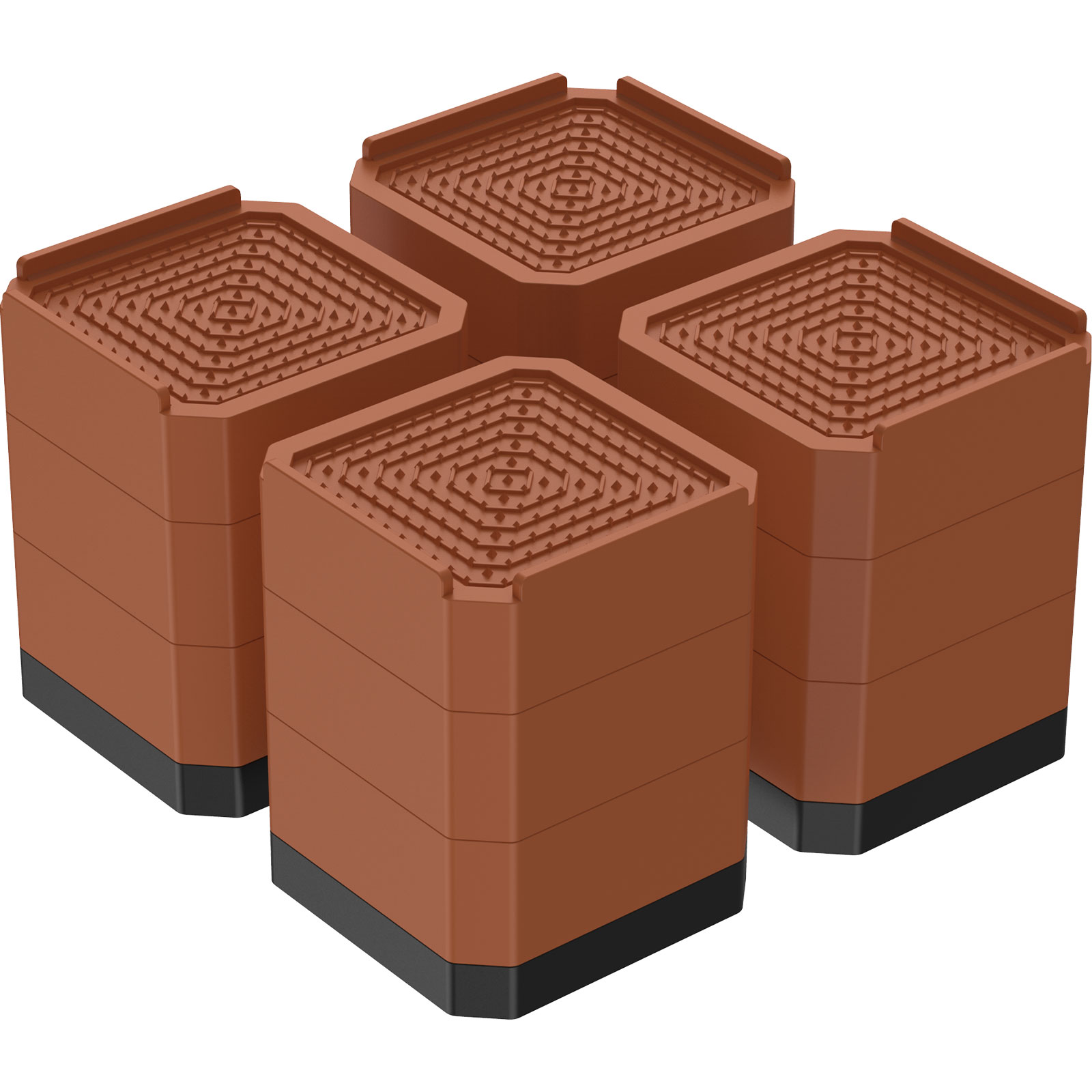 4 Inch Bed Risers 3-Layer Heavy-Duty Table Leg Extenders Detachable Adjustable Furniture Risers Square Heightening Foot Pad Feet: Wooden