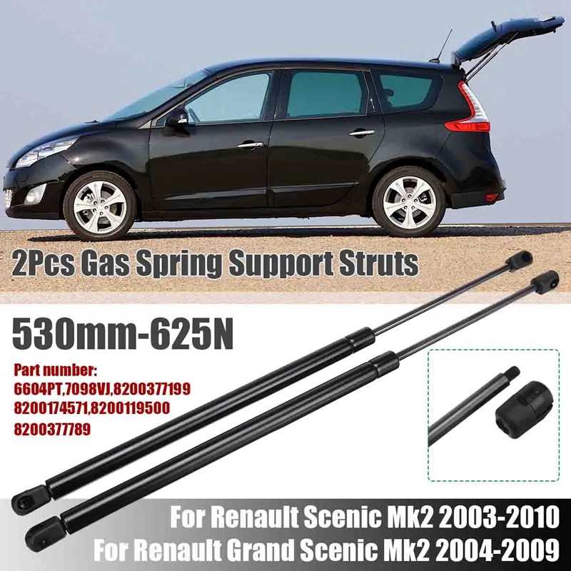 2 Stuks Auto Achterklep Gasveer Ondersteuning Stutten 530mm-625N Voor Renault Scenic Gran Scenic MK2 2003 7098VJ 8200377199