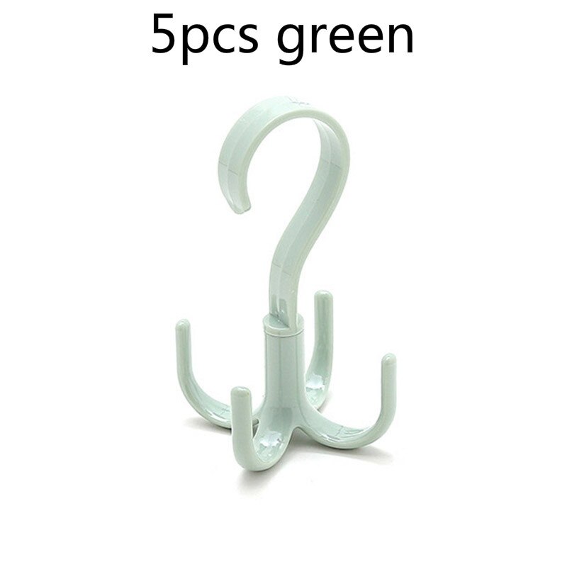 2/5 Stuks Plastic Haak S Vorm Haak Vier-Klauw Thuis Slaapkamer Hanger Kleren Schoenen Haken Sluiting Holder plastic Opknoping Haken: 5pcs green