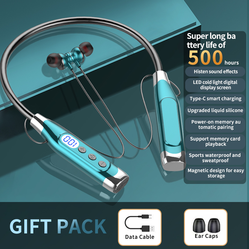 Bluetooth-Kopfhörer, kabellose Kopfhörer, magnetisch, Sport-Nackenbügel, um den Hals hängende TWS-Ohrhörer, kabelloses Bluetooth-Headset mit Mikrofon: Lila