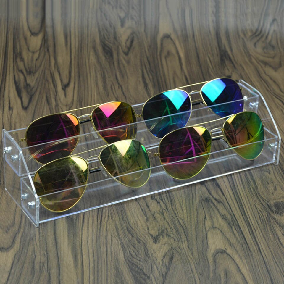Akryl briller display stativ gennemsigtigt materiale kosmetiske smykker arrangør solbriller display nærsynethed beslag øje rekvisitter displa: 2 lag arrangør
