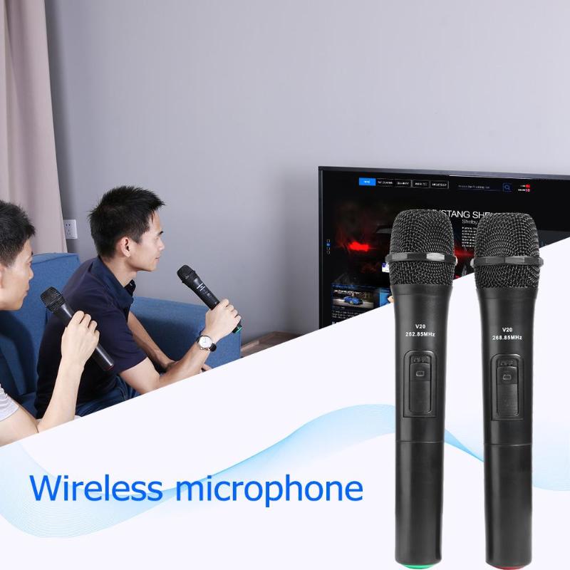 Vktech 2 Stuks Smart Draadloze Microfoon Handheld Mic Hoge Quility Microfoons Met Usb Ontvanger Voor Karaoke Toespraak Luidspreker
