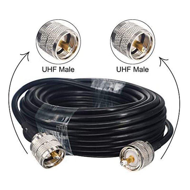 ! 15M UHF Coaxial Cable RG58 Coax Cable PL259 Cable 50 Ohms CB Radio Antenna Cable UHF Male To UHF Male Low Loss UHF