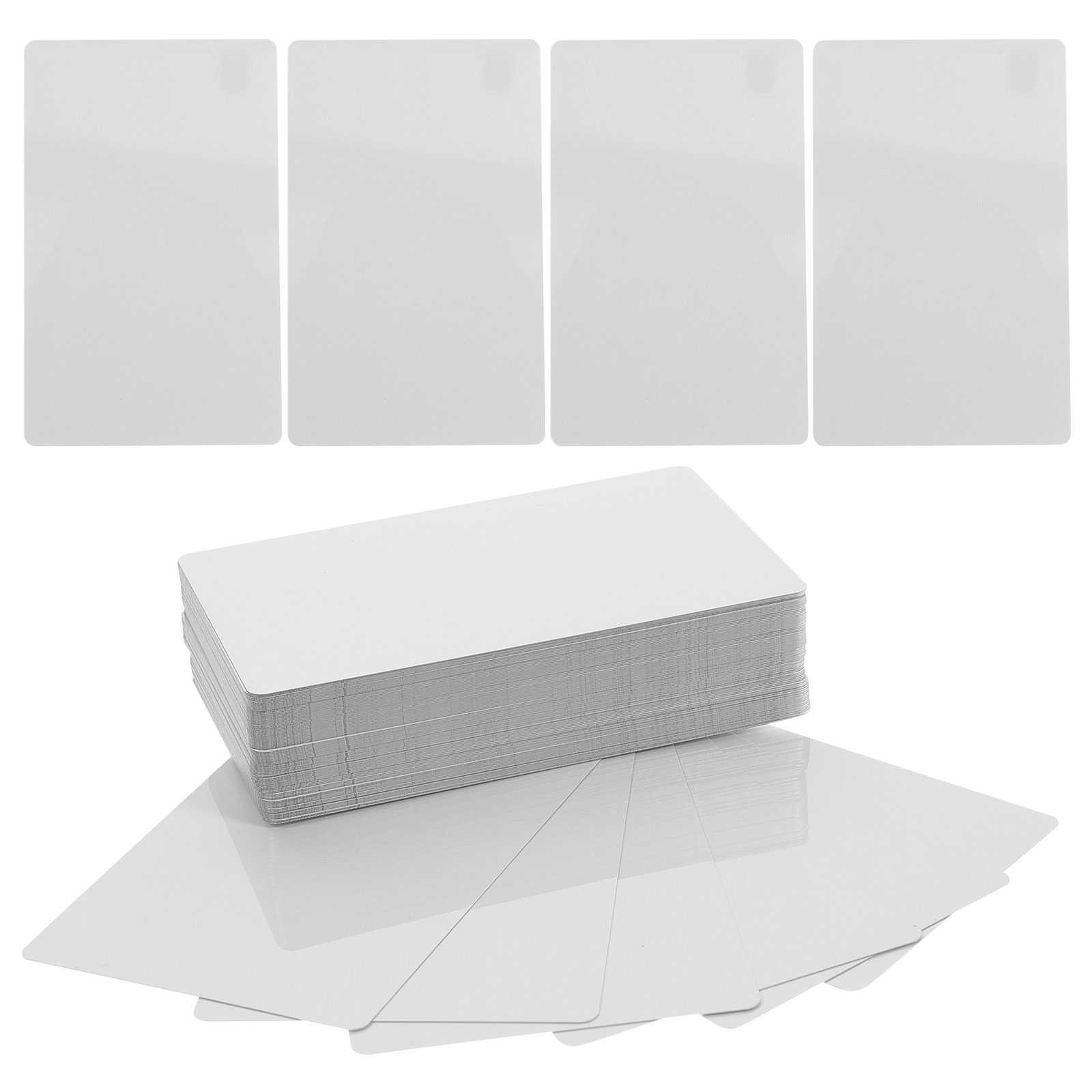 100 Pcs Abrazaderas Metal Sublimation Business Card Aluminum Plate Name Engraving Blank Material White Alloy Small Cards: WHITE