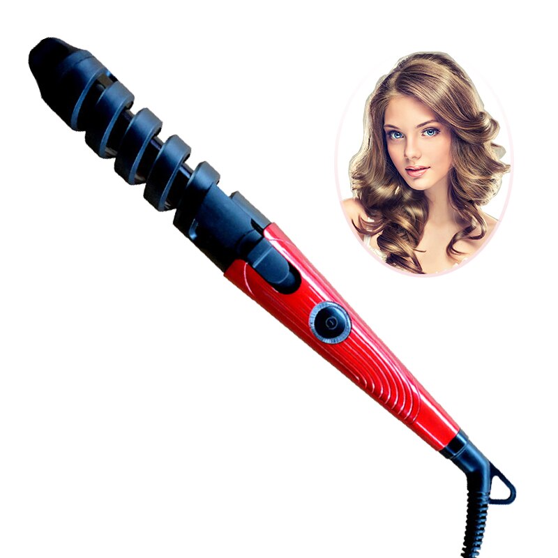 Rizador de pelo automático giratorio, varita rizadora de pelo eléctrica de cerámica, máquina de rizos de hierro, herramientas de peinado: curler wand / US