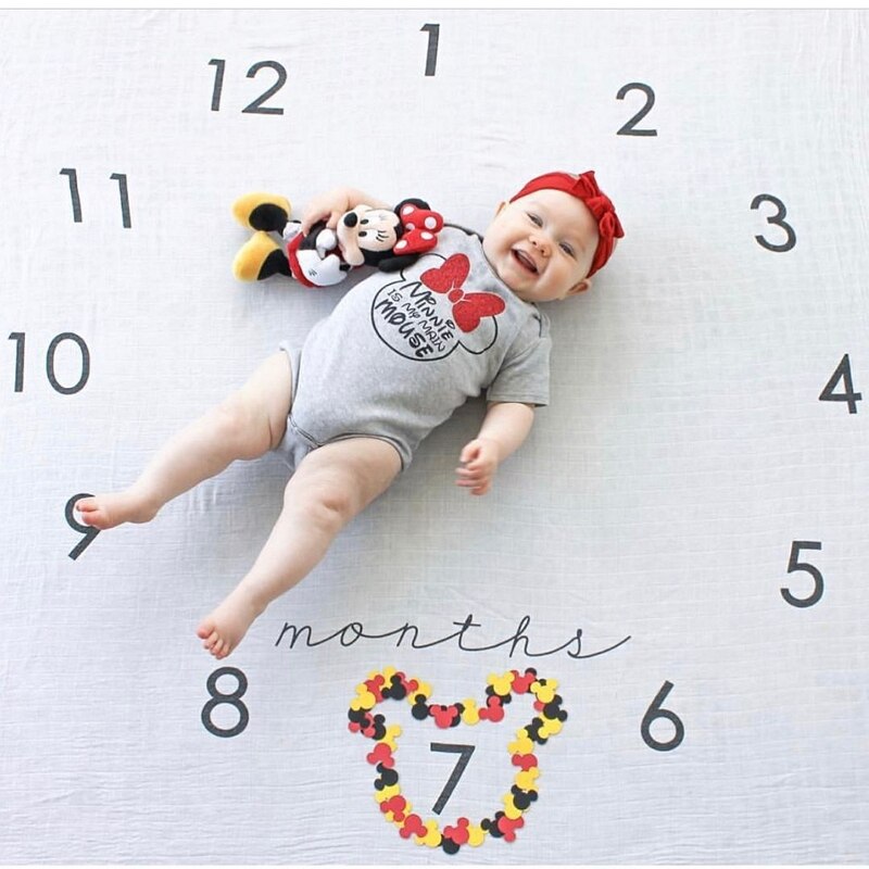 Cartoon Patroon Baby Deken Milestone Fotografie Pasgeboren Baby Deken Speelmatten Maandelijkse Aantal Foto Prop Achtergrond Doek