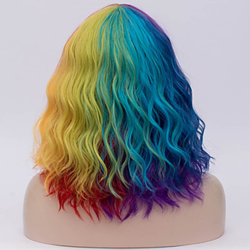 HAIRJOY Women Synthetic Hair Cosplay Wig Rainbow Multi Color Party Wigs: muti color