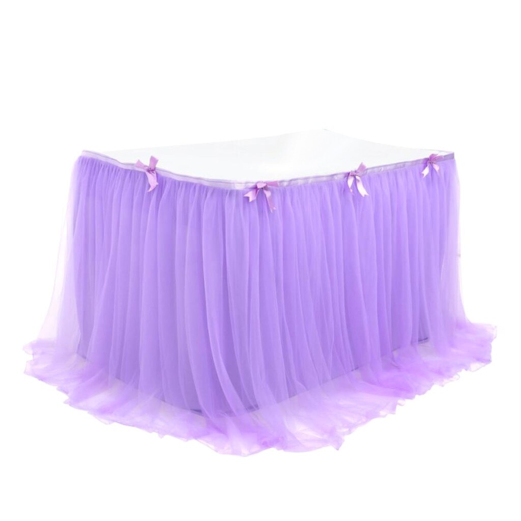 Wedding Party Tutu Tulle Table Skirt Cover Tableware Cloth Baby Shower Party Home Decor Table Skirting Birthday Party: 2.8m x 76cm / Purple 