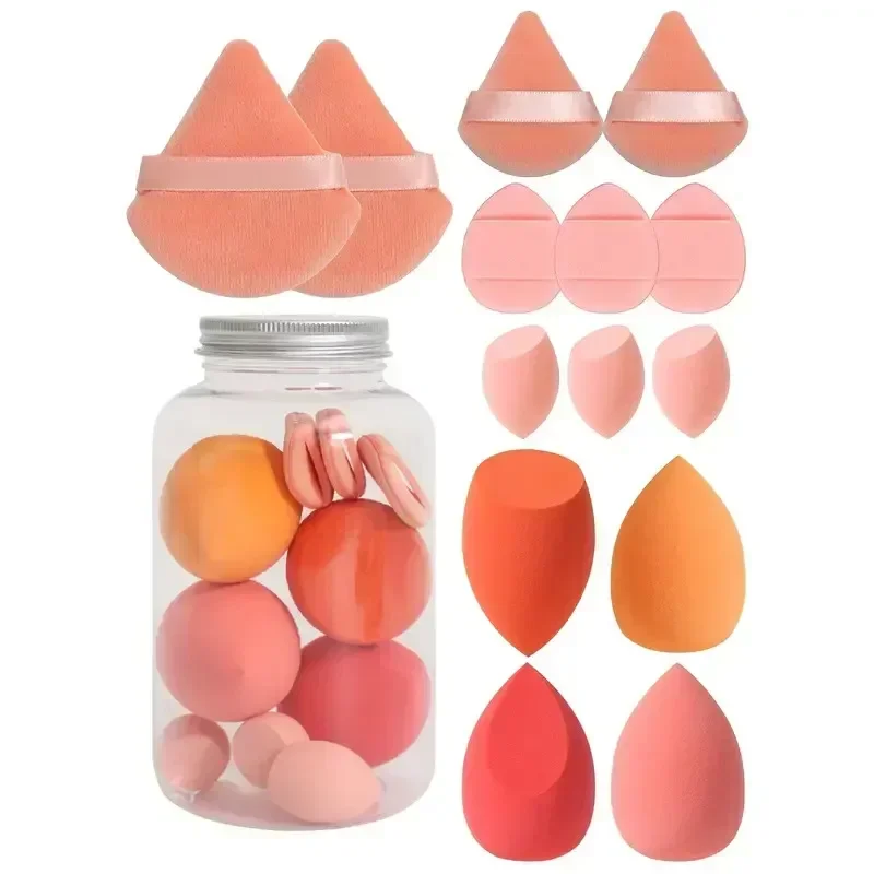 12/14 pçs esponja de maquiagem cosméticos puff fundação esponjas liquidificador beleza ovo pó puffs compõem acessórios ferramentas de maquiagem feminina: Azul