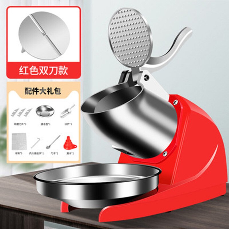 380W Electric Ice Crusher Shaver Machine Snow Cone Maker Shaved Ice DIY(220V): Red