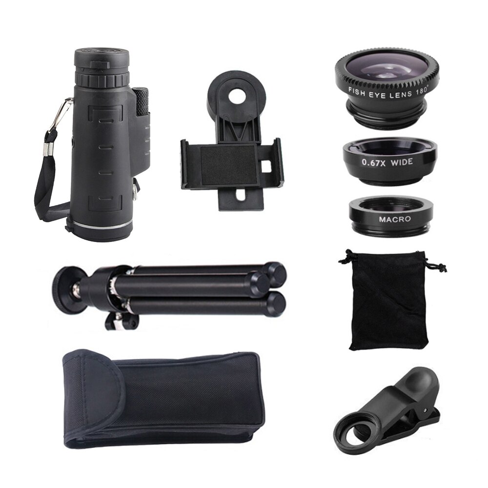 TOKOHANSUN Mobile Phone Camera Lens 40x60 Telescope Telephoto Lenses + 3in1 Fisheye Wide Angle Macro Lentes for Huawei Samsung