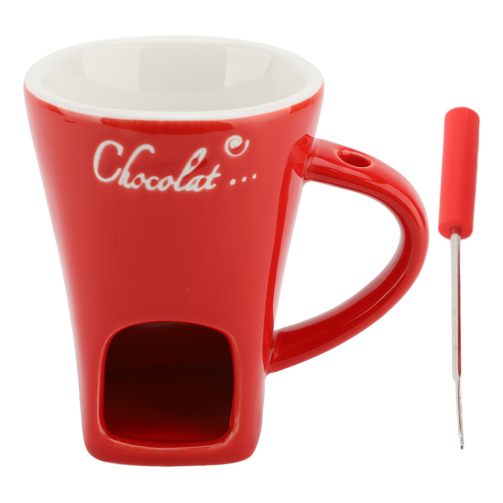 Tazza per fonduta Tazza per sciogliere il cioccolato in ceramica Scalda burro per sciogliere il cioccolato Pentola per sciogliere il cioccolato con forchetta per la cucina: Rosso