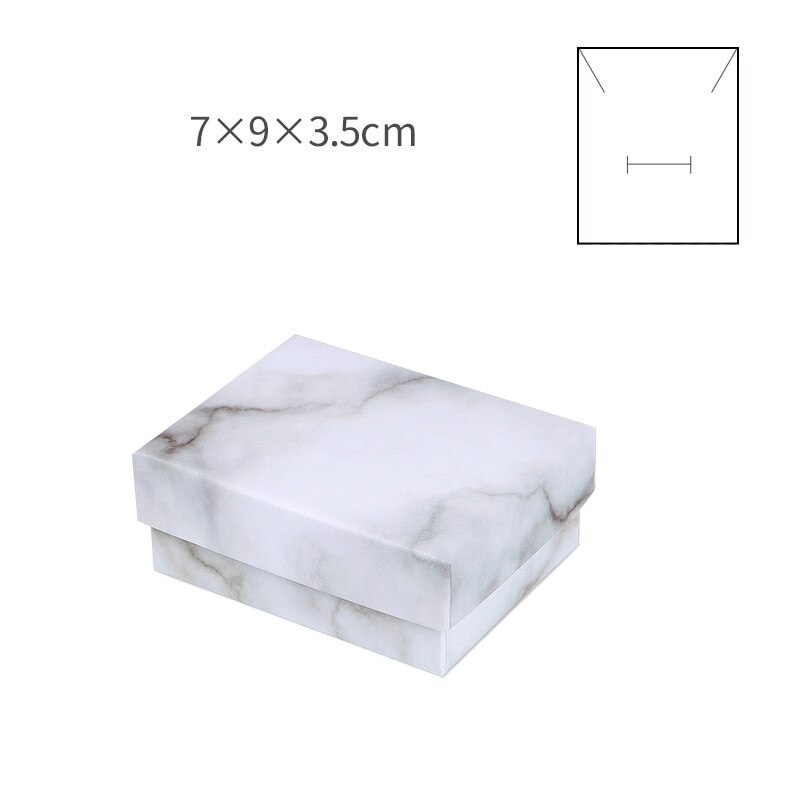 Pahvi korulaatikko säilytysnäyttö kantolaatikko kaulakoruille rannekorut korvakorut neliö suorakulmio marmori valkoinen käsintehty itse tehty: 7 x 9 x 3.5cm