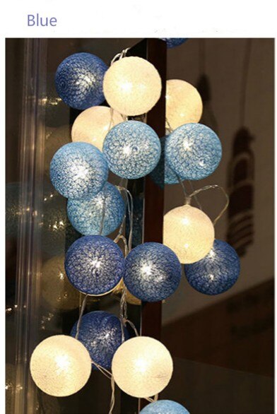 Cotton Ball led Light string 10/20/40led lights battery Pink Girl Fairy Garland and Christmas Wedding Decoration DIY: bule / 1.5M 10LED