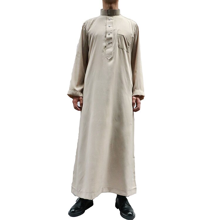 Adult Abaya Muslim Man Islamic Clothing Jubba Thobe Kurta Pakistan Evening Dress Arabic Traditional Ramadan Long Sleeve Robes: Beige / 56